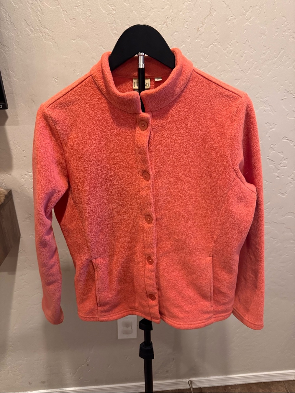 Vintage L.L. Bean Coral Button-Front Fleece Jacket